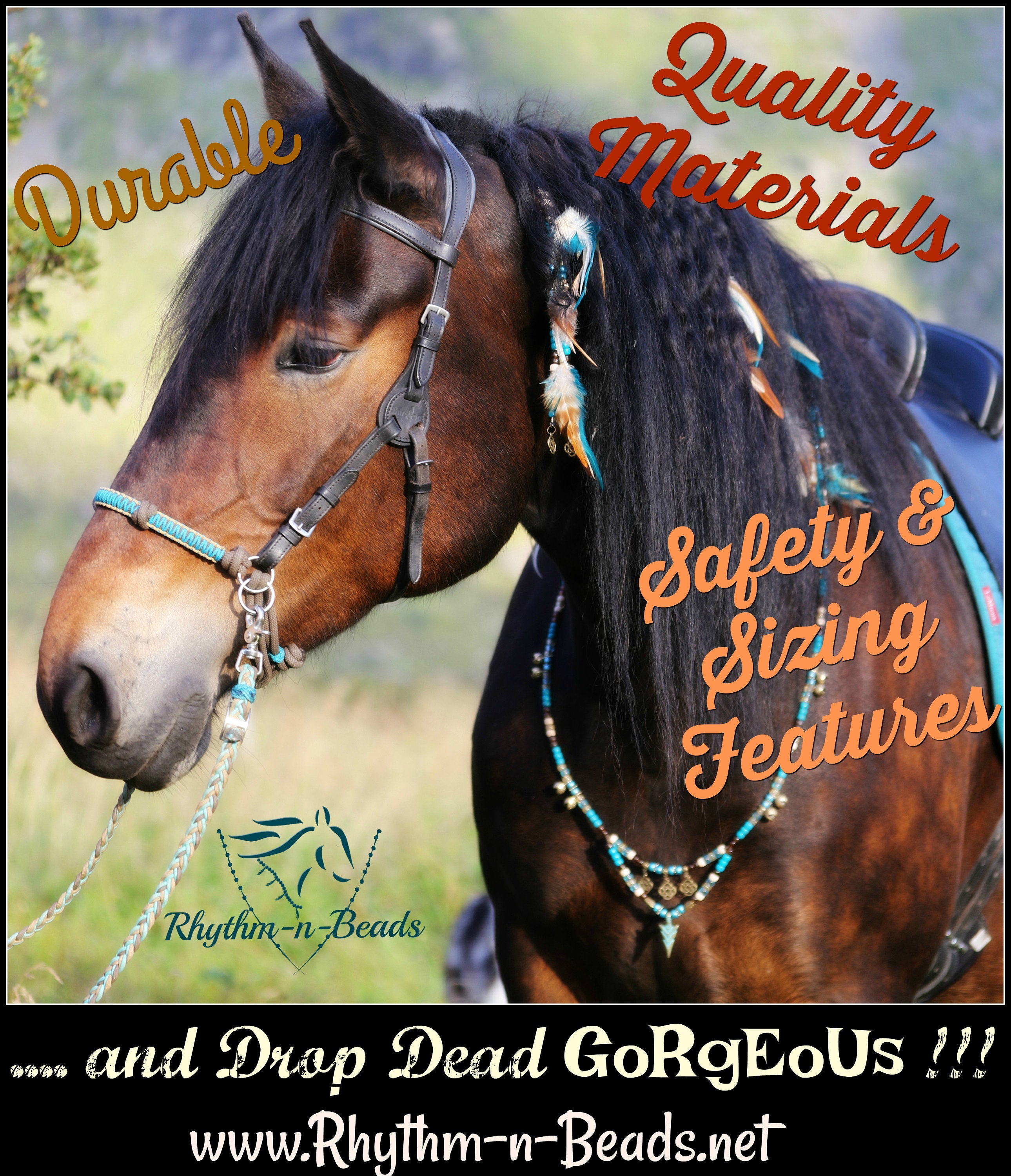 Horse Rhythm Beads, BRUMBY-Fringe, Trail Beads for Horses, Horse Beads, Speed Beads, Natural Horsemanship,Native Beads,Horse Bells