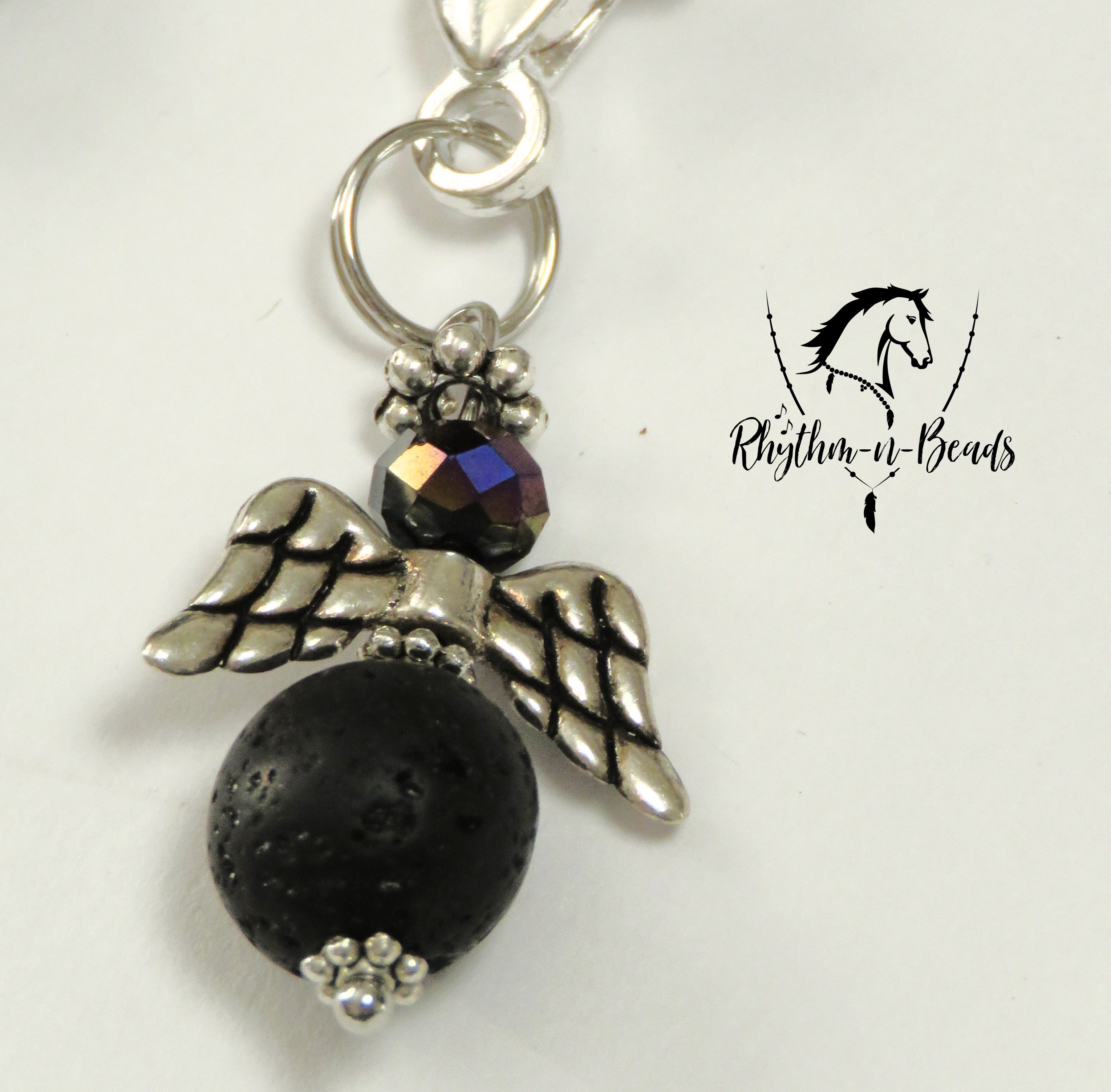 BRIDLE CHARM  Aromatherapy 'lava stone' Angel Charm with Lavender Essential Oil