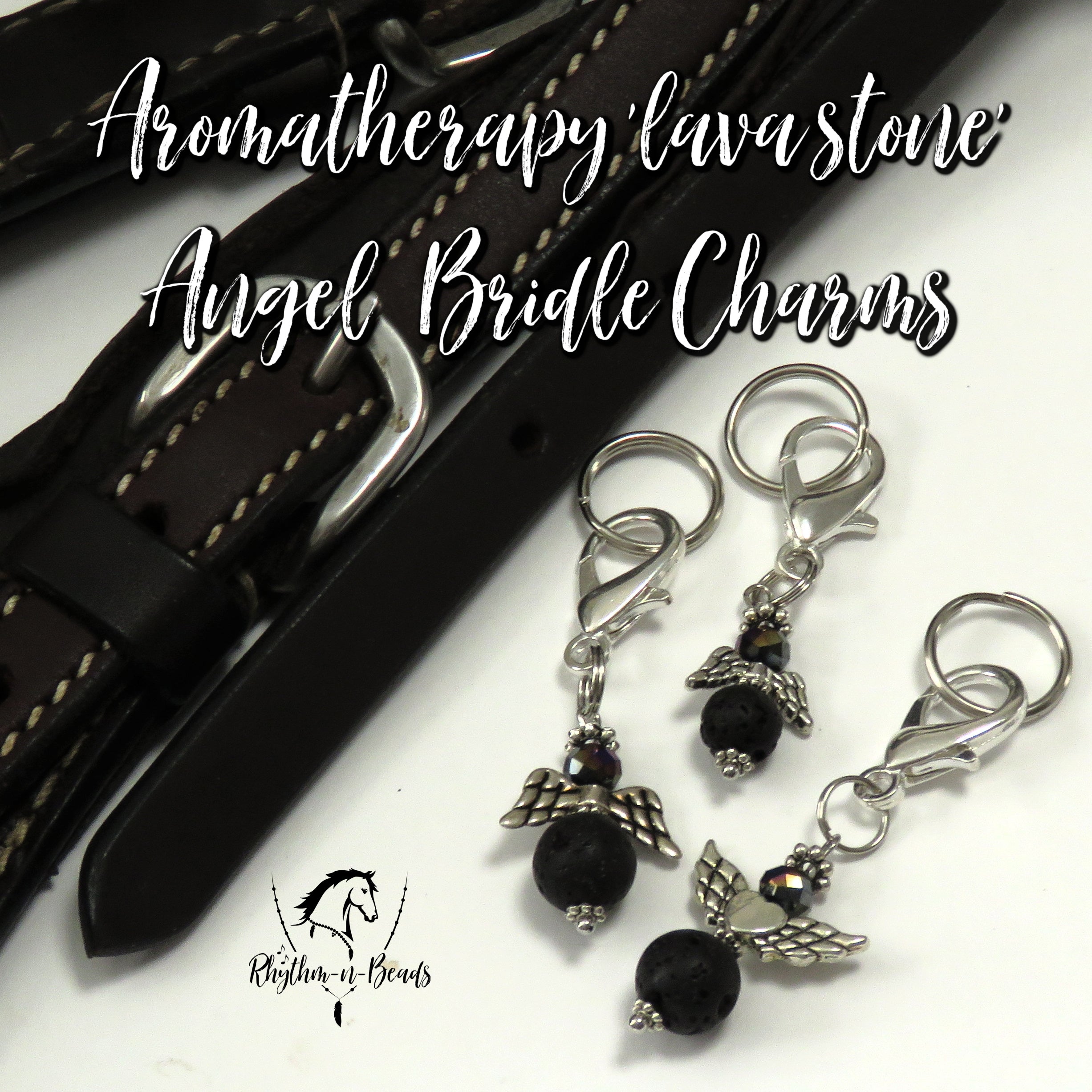 BRIDLE CHARM  Aromatherapy 'lava stone' Angel Charm with Lavender Essential Oil