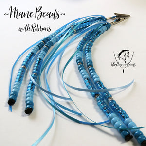 CUSTOM Beaded Mane Clips with Ribbons - Pick your colours