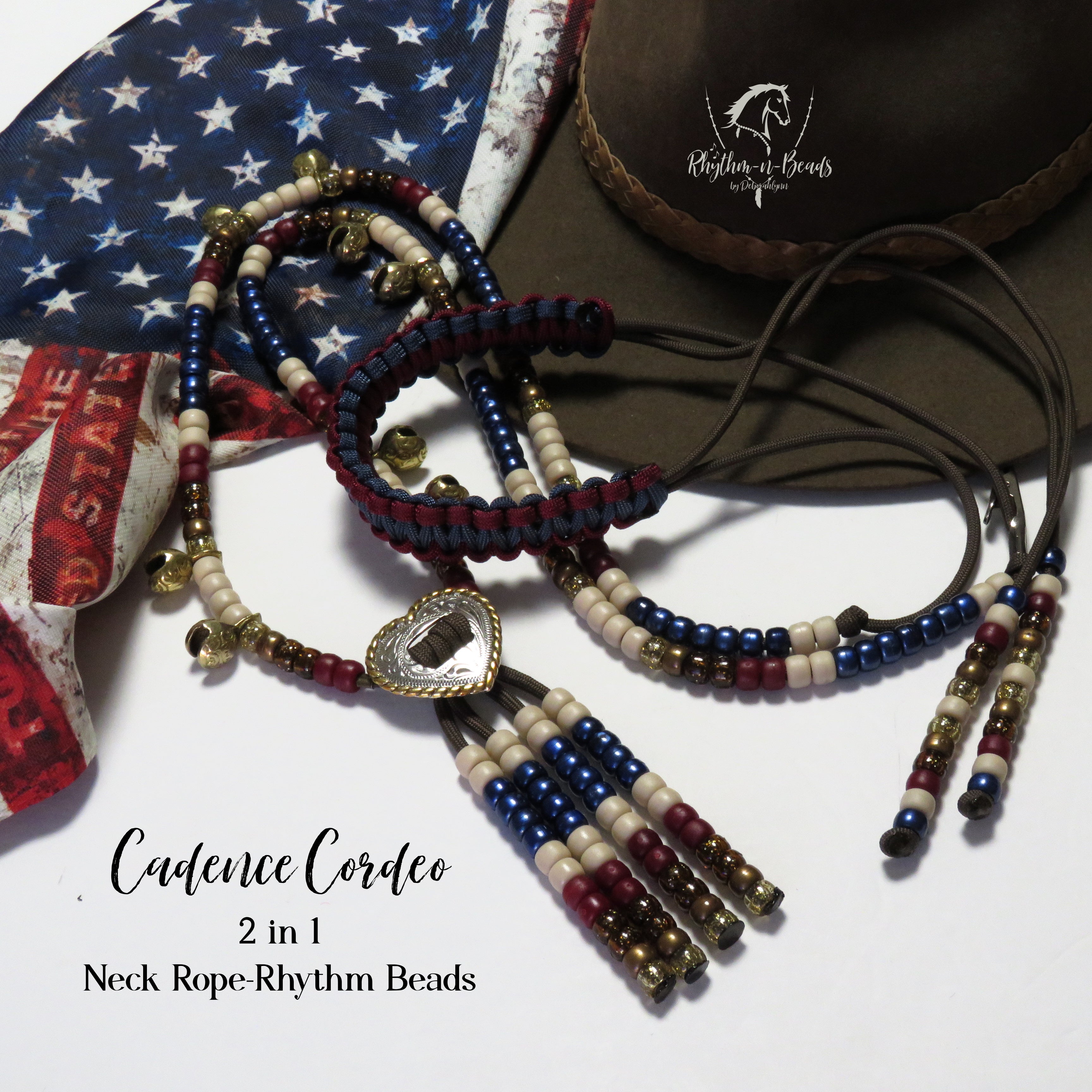 2 in 1 Cadence Cordeo© Neck Rope-Rhythm Bead Necklace - AMERICANA