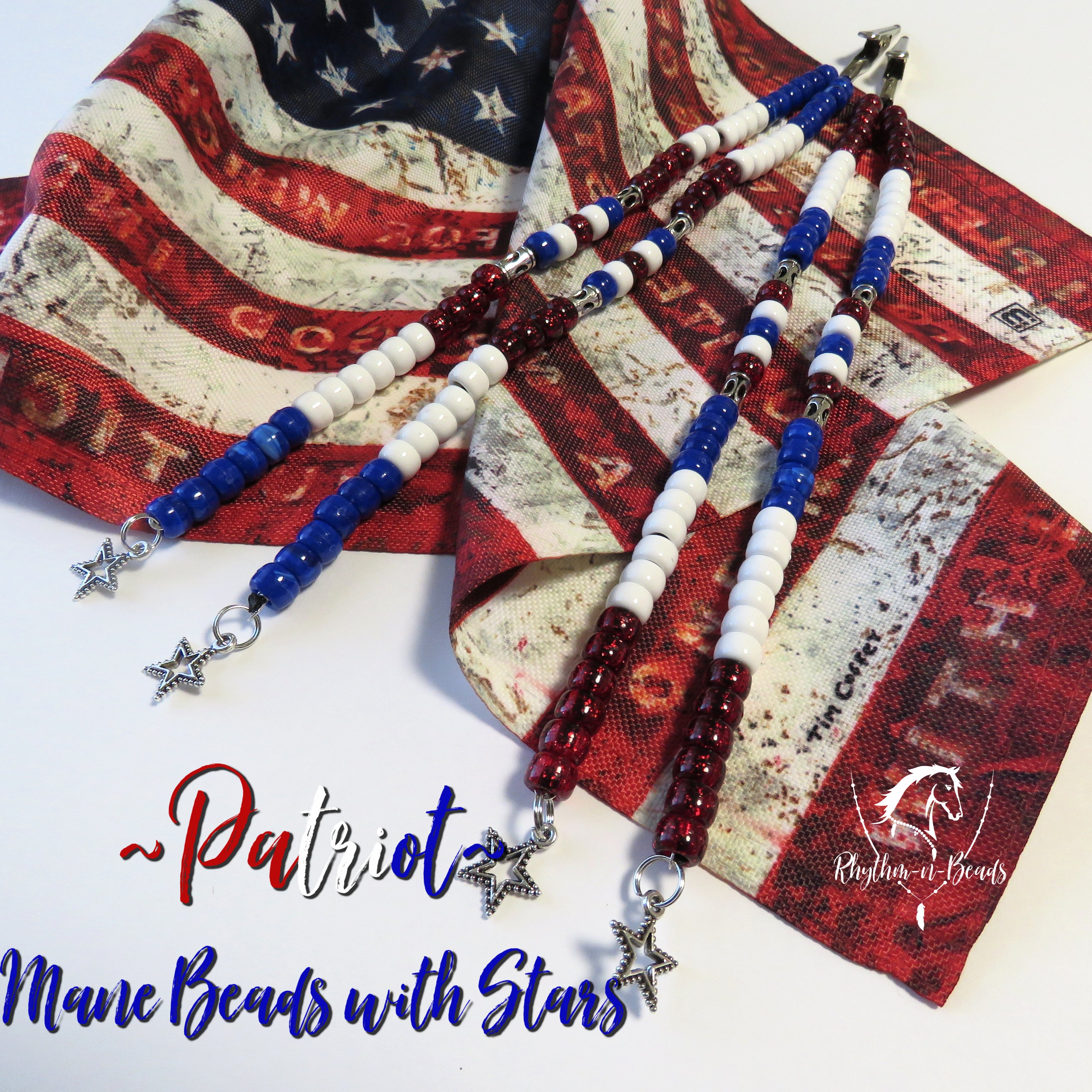 PATRIOTIC with STAR CHARM Mane Beads