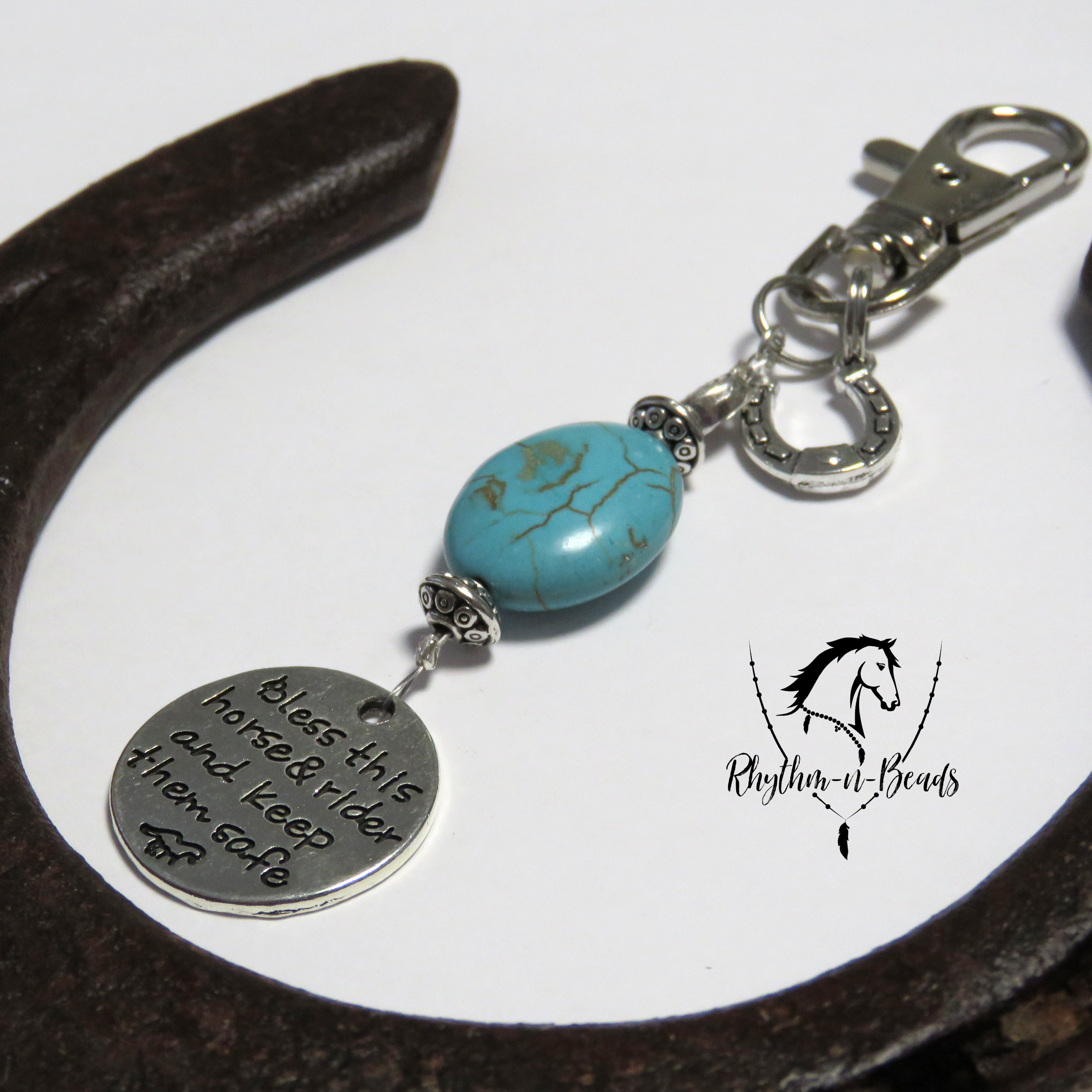 BRIDLE CHARM Turquoise Oval-Pick your Word Charm