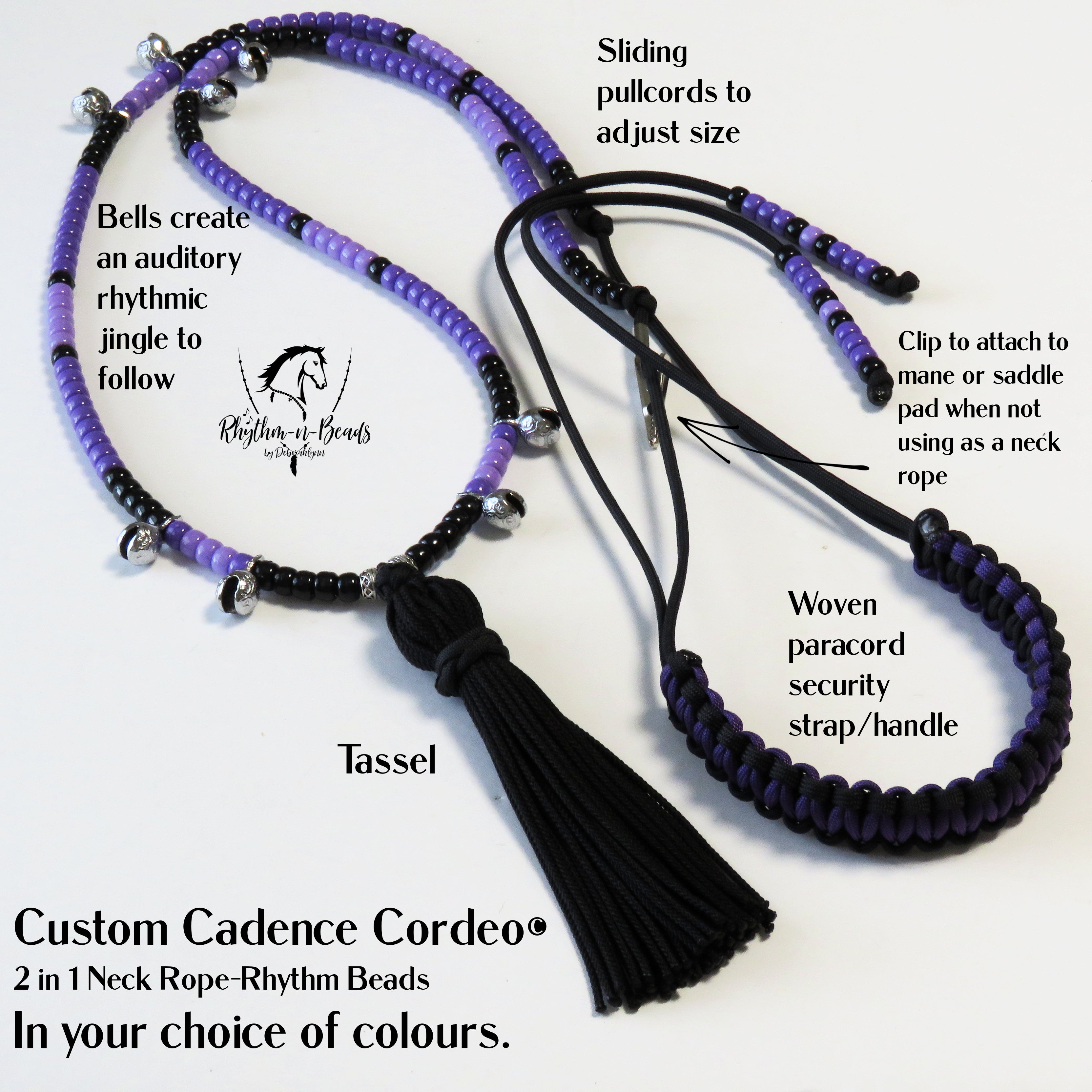 2 in 1 Cadence Cordeo© Neck Rope-Rhythm Bead Necklace with Tassel -CUSTOM COLOURS