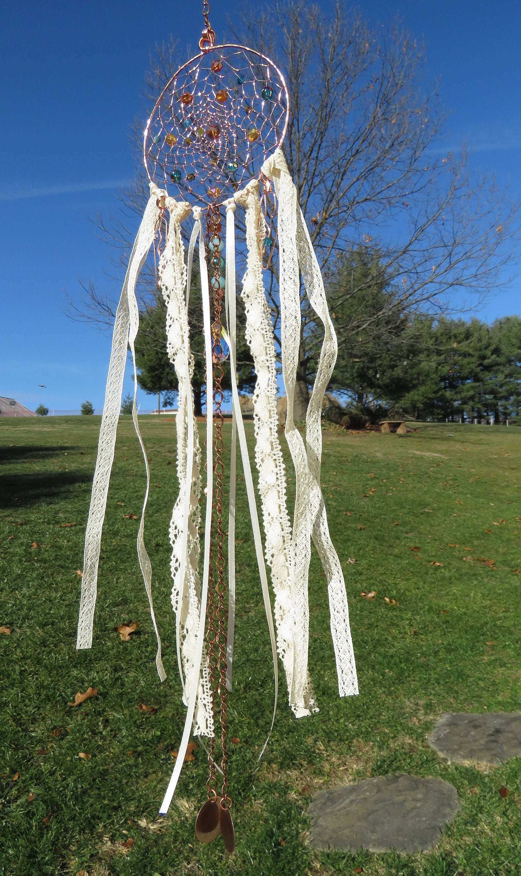 Dreamcatcher  Suncatcher, FOLLOW YOUR DREAMS, crystal suncatcher, wire dreamcatcher, native american dreamcatcher, shabby boho suncatcher