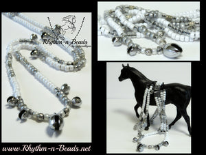 Horse Rhythm Beads,SNOW & ICE, Trail Bells for Horses,Horse Necklace, Mane Beads, Horse Beads and Bells,Horse Lovers, Equestrian,