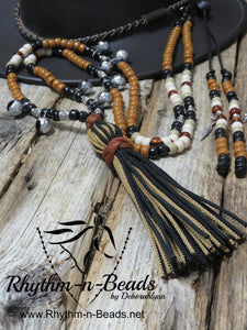 Trail Riding Tack, SPICED MOCHA with Tassel, Trail Beads for Horses,Horse Necklace, Speed Beads, Horse tack,Trail Bells, Horse Bells