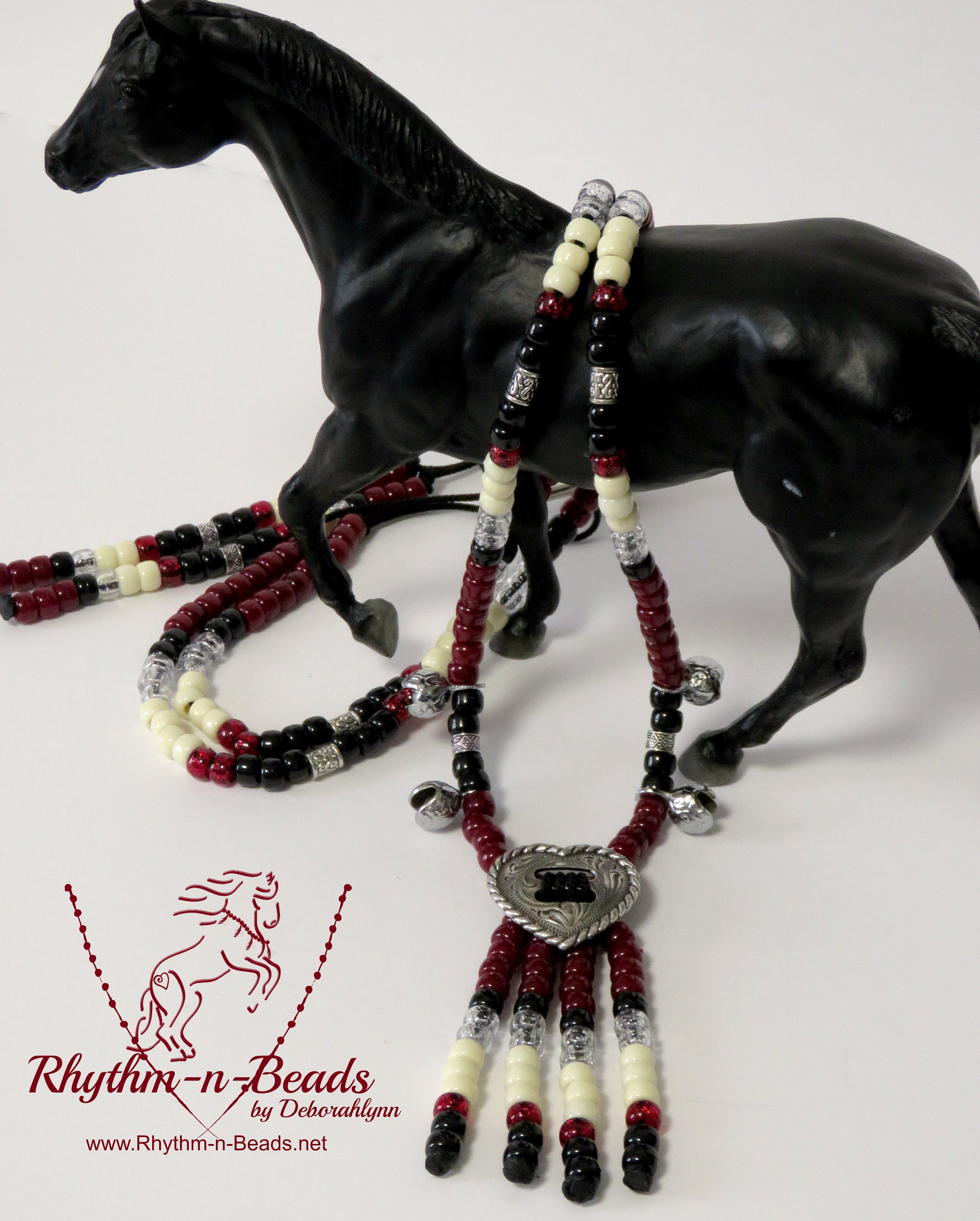 Rhythm Beads Necklace, QUEEN OF HEARTS, Trail Beads for Horses,Horse Show Tack, Horse Necklace, Speed Beads, Horse Lovers, Horse Bells