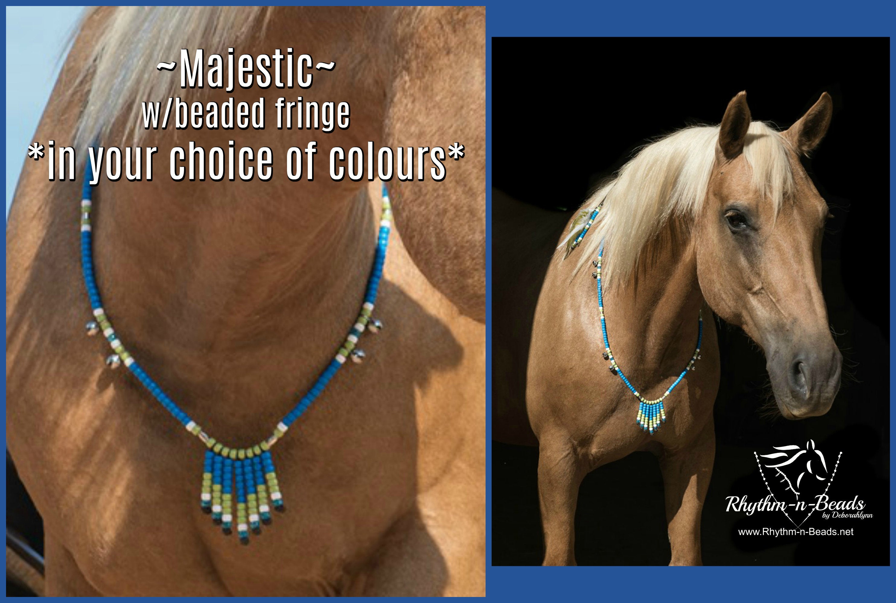 CUSTOM, Pick your Colours & Style , Majestic style Rhythm Beads Necklace, Trail Bells, Bear Bells,beaded horse tack, Rhythm Beads