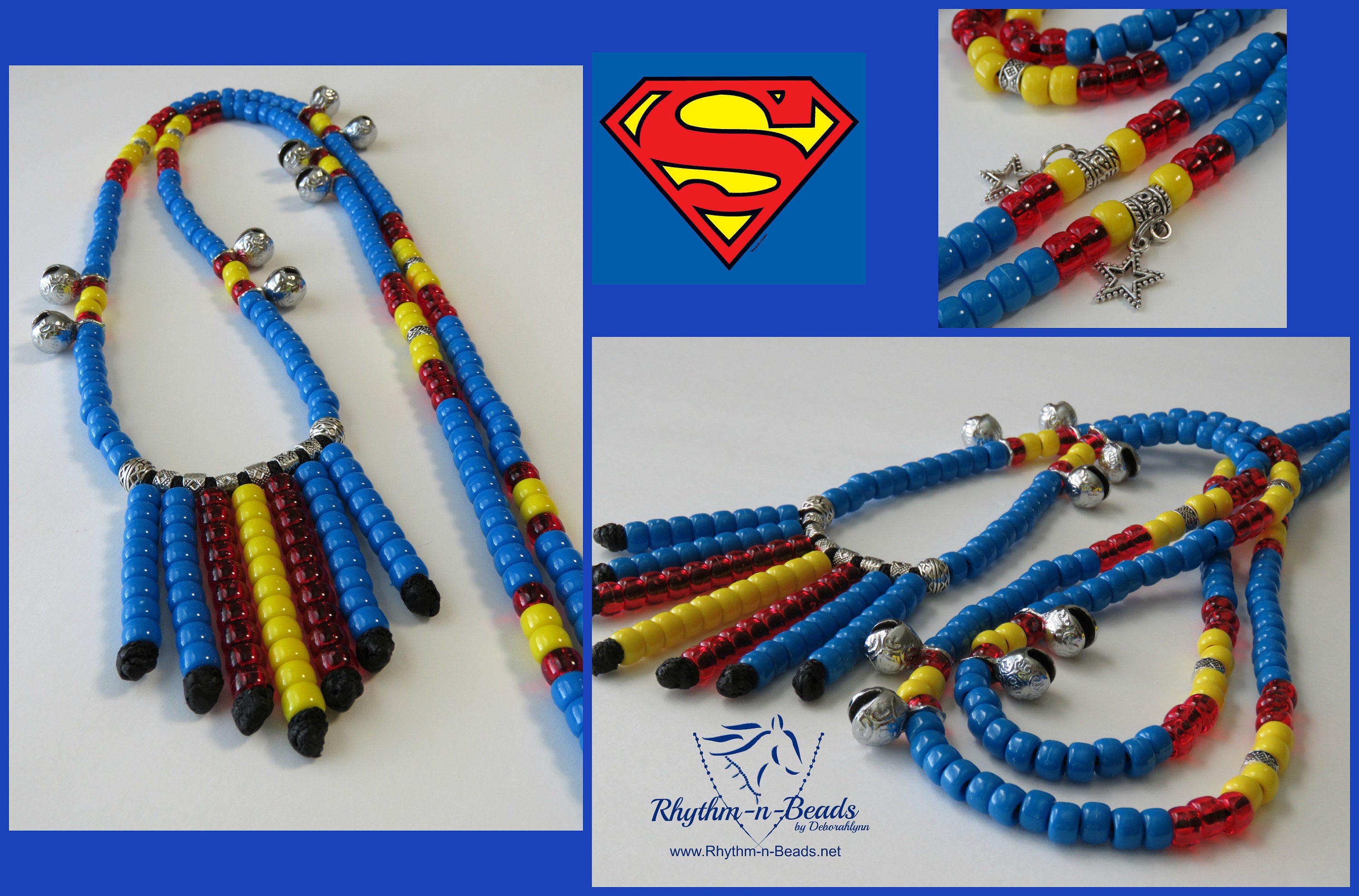 Horse Rhythm Beads, SUPERMAN, Trail Beads for Horses, Horse Beads, Bear Bells,Native Beads,Horse Bells, Rhythm Beads, Rhythm Beads