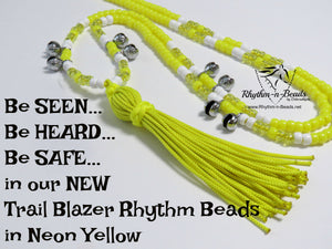 Rhythm Beads ,TRAIL BLAZER-Reflective Neon Yellow, Bear Bells, Hunting Season Yellow,  Neon Yellow Horse Tack, Trail Beads for Horses,