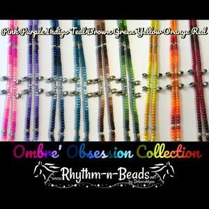 Horse Rhythm Beads, OMBRE&#39; OBSESSION, Trail Bells for Horses,Horse Necklace, Mane Beads, Horse Beads + Bells, Bear Bells, Horse tack,