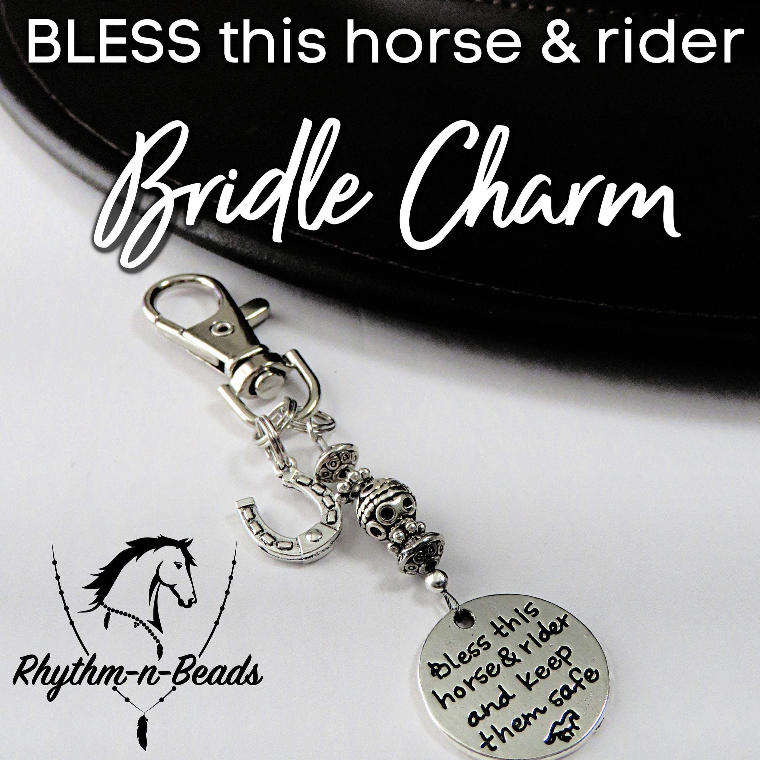 BRIDLE CHARM, Bless this horse and rider charm, horse tack, horse bridle decoration