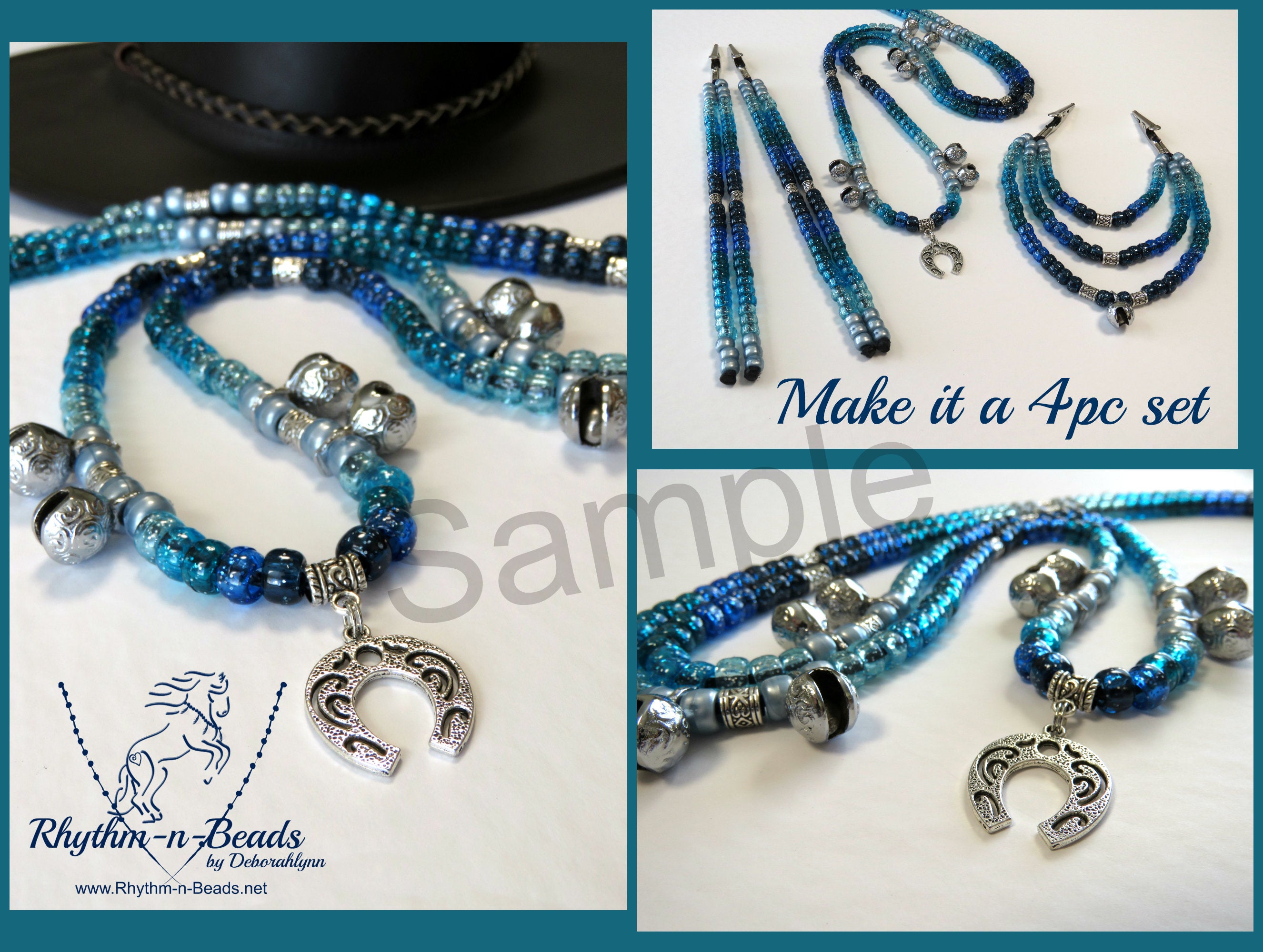 Rhythm Bead Necklace, PISTACHIO, Parade tack, Trail Beads for Horses, Horse Beads, Rhythm Beads for Horses, Horse Bells